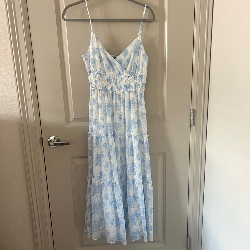 Trixxi White and Blue Floral Dress